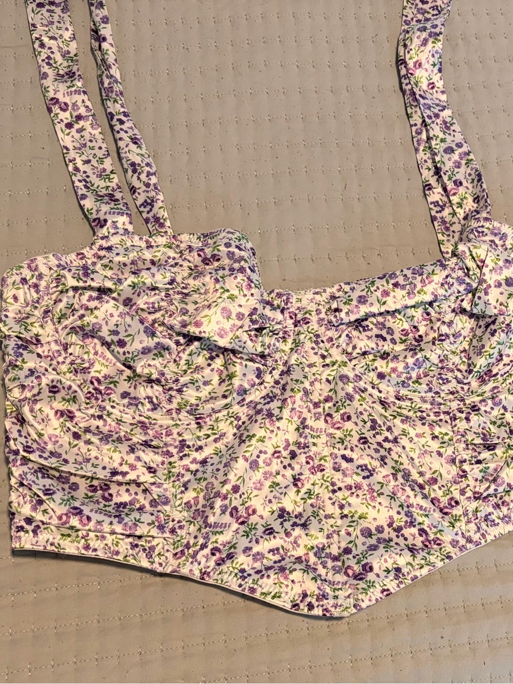 Floral Lavender Print Corset Dress Crop Top